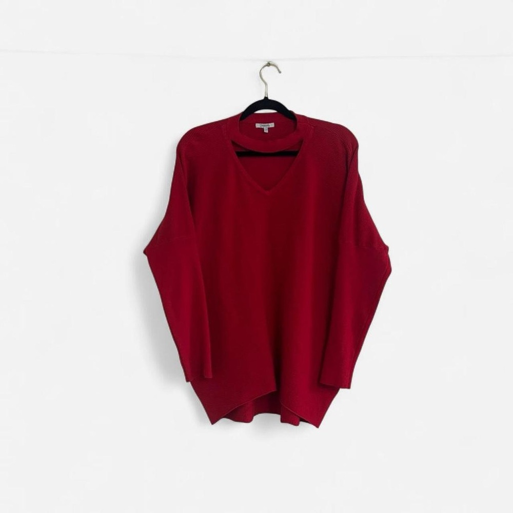 Deep Red V-Neck Sweater - Picture 1 of 7